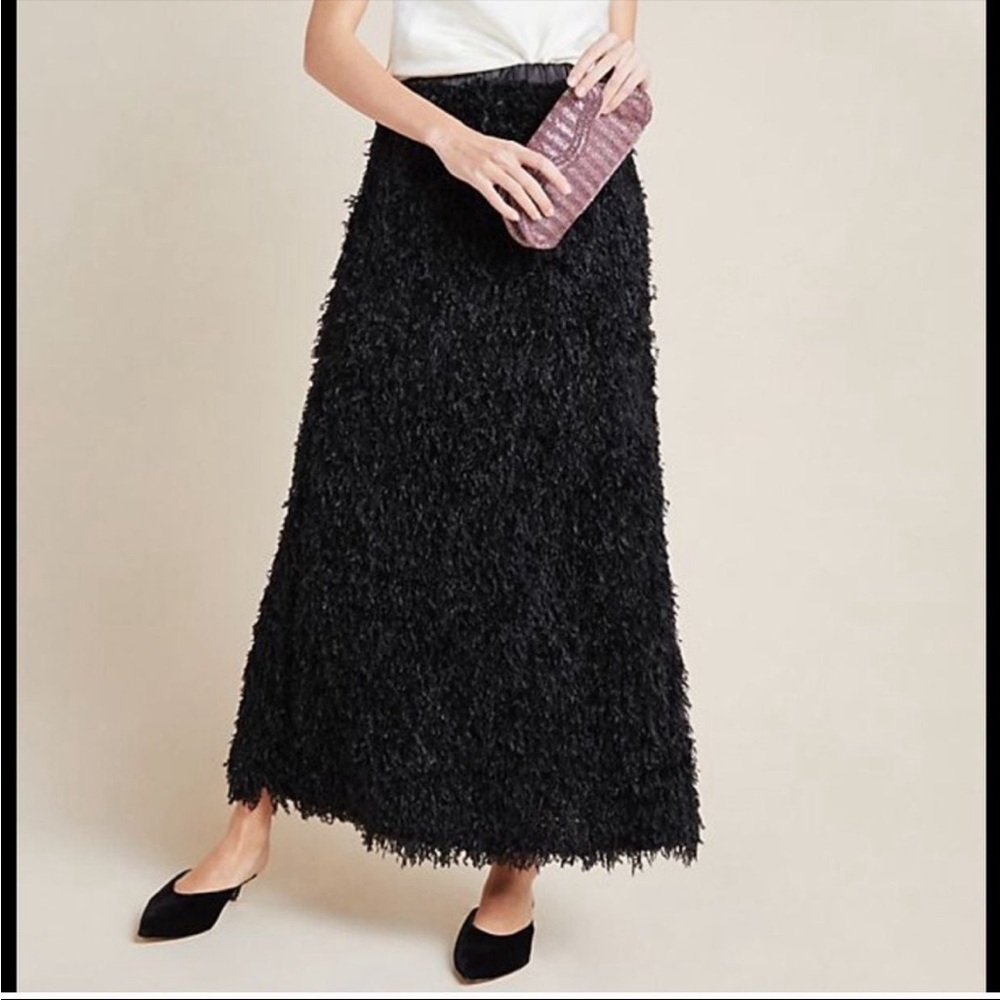 Anthropologie Black Textured Maxi Skirt